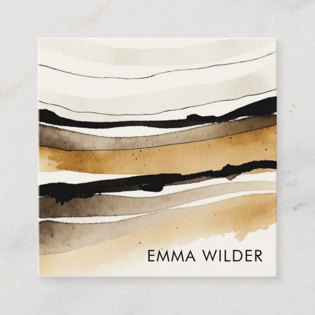 Modern Abstract Watercolor Business Card (Front)