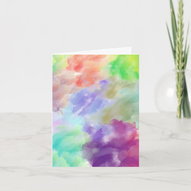 Modern Abstract Watercolor Clouds Colorful Pastel  Card (Front)