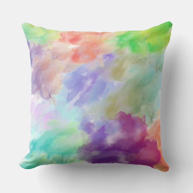 Modern Abstract Watercolor Clouds Colorful Pastel  Cushion (Front)