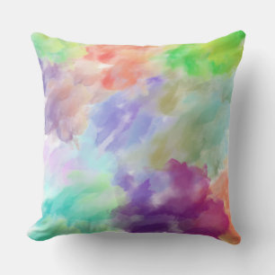 Modern Abstract Watercolor Clouds Colourful Pastel Cushion