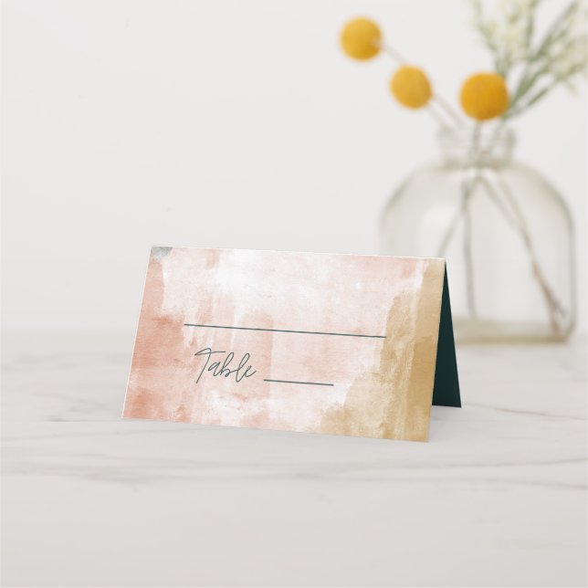 Modern Abstract Watercolor Fall Boho Wedding Seat Place Card (Front)