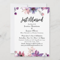 Modern Abstract Watercolor Florals Just Married