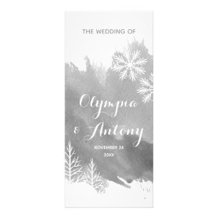 Modern abstract watercolor grey wedding program rack card
