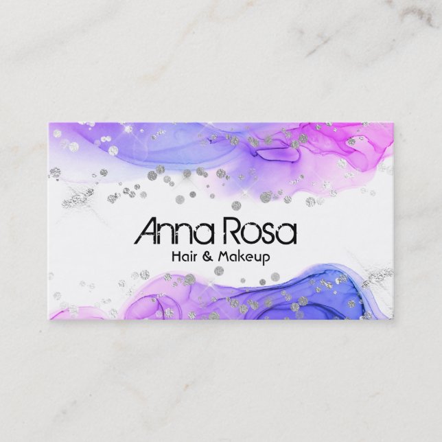 *~* Modern Abstract Watercolor Lavender Magenta Business Card (Front)