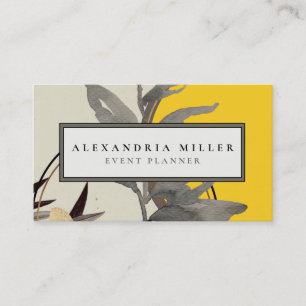 Modern Abstract Watercolor Leaves   Yellow Business Card