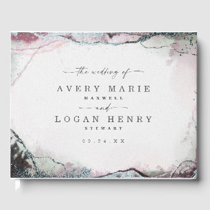 Modern Abstract Watercolor Light Purple Wedding Guest Book