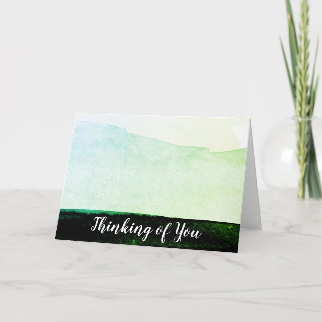 *~* Modern Abstract Watercolor Mint Green Black Card (Front)
