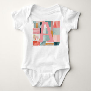 Modern Abstract Watercolor Monogram Letter A Baby Bodysuit