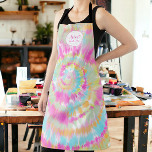 Modern abstract watercolor pastel tie dye artist apron