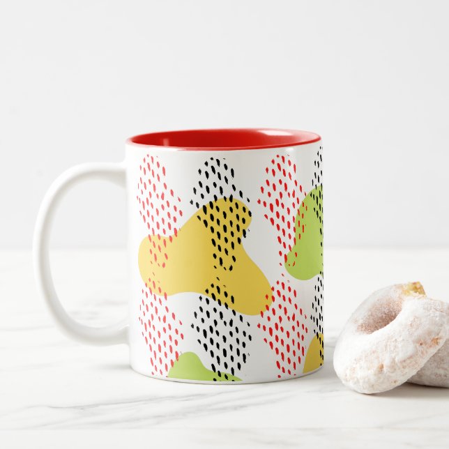 Modern Abstract Watercolor Pattern Two-Tone Coffee Mug (With Donut)