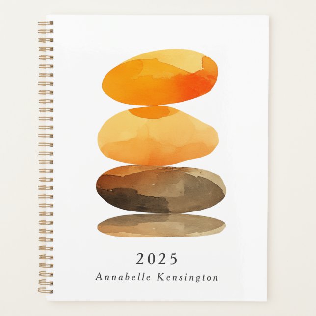 Modern Abstract Watercolor Personalised Name Year Planner (Front)