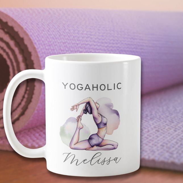 Modern Abstract Watercolor Purple Yoga Pose  Coffee Mug (Creator Uploaded)