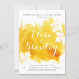 Modern abstract watercolor yellow couples shower invitation