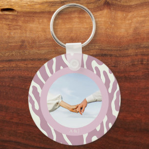  Modern Abstract Wavy Lines Pattern couple photo  Key Ring