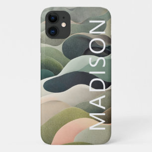 Modern Abstract Wavy Pattern Personalised Name iPhone 11 Case