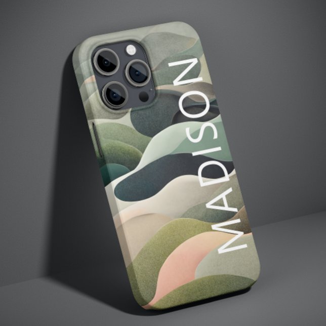 Modern Abstract Wavy Pattern Personalised Name Case-Mate iPhone Case (Creator Uploaded)