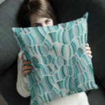 Modern Abstract Wavy Stripes Teal Grey Pattern Cushion<br><div class="desc">A fun abstract pattern of wavy stripes. The shades of blue & grey will give your room a refresh of colour.</div>