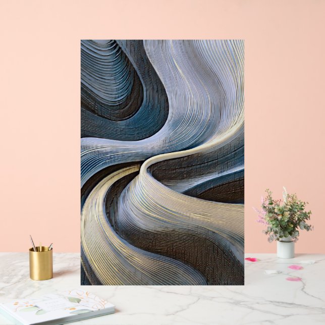 Modern abstract wavy texture design acrylic sign (Wedding)