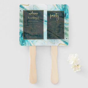 "modern abstract wedding program hand fan