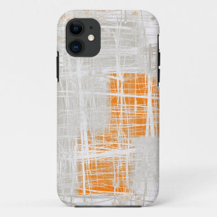 Modern abstract white grey orange iPhone 11 case