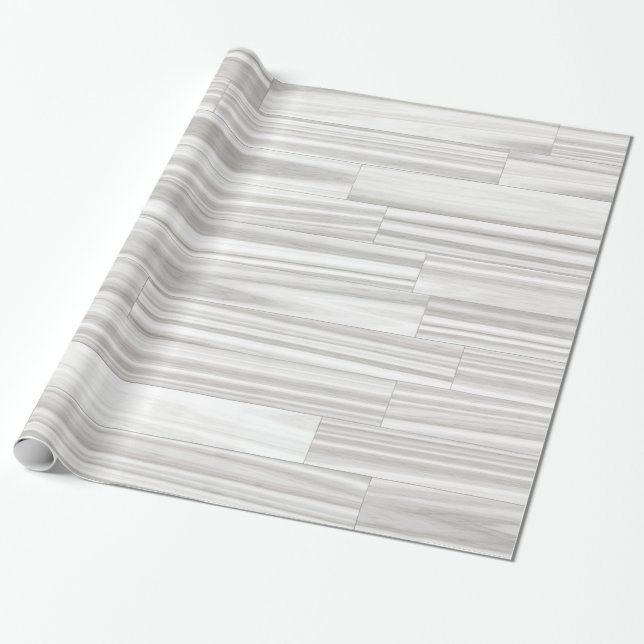 Modern abstract white grey wood grain pattern wrapping paper (Unrolled)