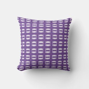 Modern Abstract White Square Pattern on Violet Cushion