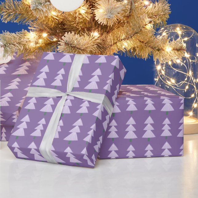 Modern Abstract Winter Christmas Tree Lavender Wrapping Paper (Holidays)