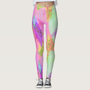 Modern Abstract with Flower Pattern Legging
