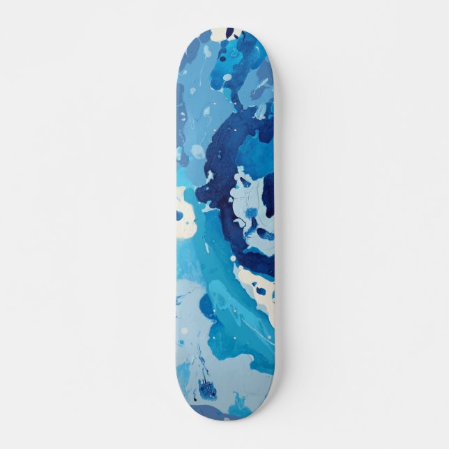 Modern abstract with pastel shades of blue ocean skateboard (Front)
