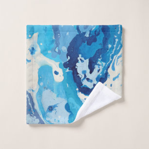 Modern abstract with pastel shades of blue ocean wash cloth