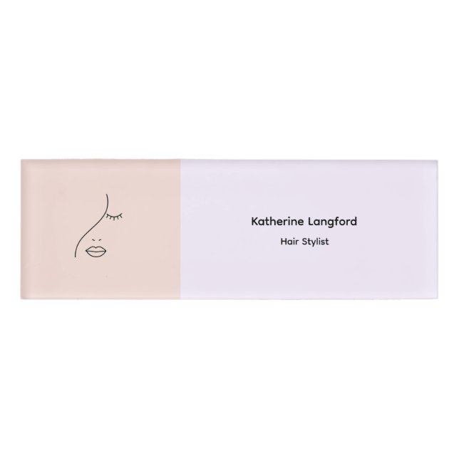Modern Abstract Woman Beauty Face Logo  Name Tag (Front)