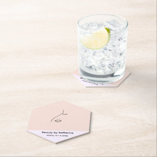 Modern Abstract Woman Beauty Face Logo Paper Coaster