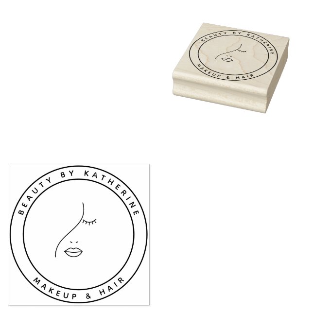 Modern Abstract Woman Beauty Face Logo  Rubber Stamp (Stamped)