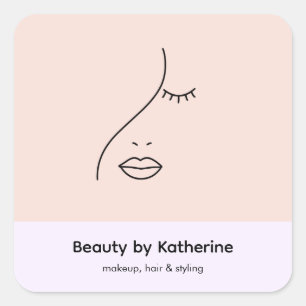 Modern Abstract Woman Beauty Face Logo  Square Sticker