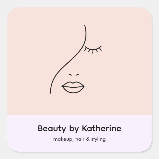 Modern Abstract Woman Beauty Face Logo  Square Sticker (Front)