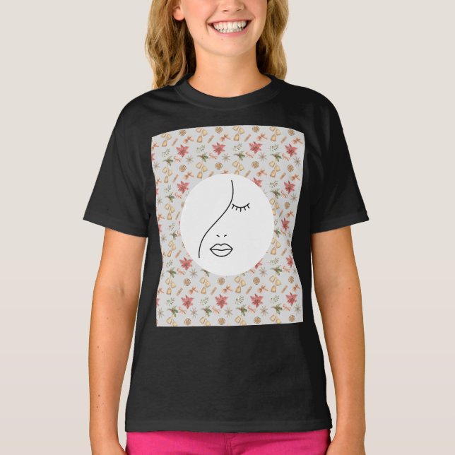 Modern Abstract Woman Beauty Face Logo  T-Shirt (Front)
