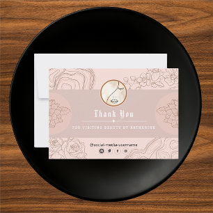Modern Abstract Woman Beauty Face Logo Thank You Card