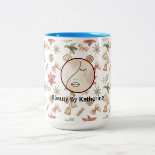 Modern Abstract Woman Beauty Face Logo  Two-Tone Coffee Mug