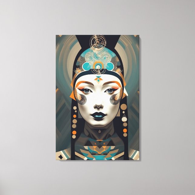Modern Abstract Woman’s Portrait - Geometric Art Canvas Print (Front)