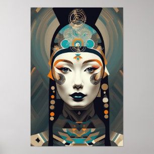 Modern Abstract Woman’s Portrait - Geometric Art Poster