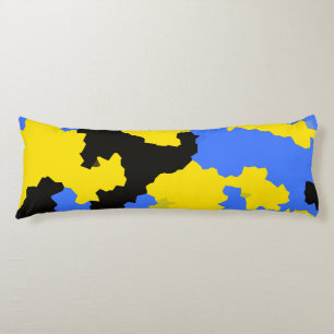 Modern Abstract Yellow Blue Black Pattern Design Body Cushion