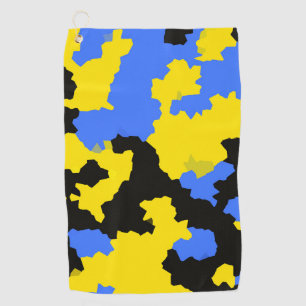 Modern Abstract Yellow Blue Black Pattern Design Golf Towel
