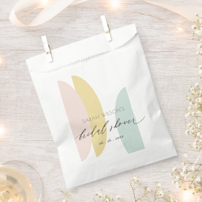 Modern Abstract Yellow Blush Aqua Bridal Shower Favour Bags (Clipped)