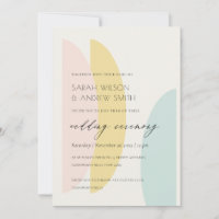 MODERN ABSTRACT YELLOW BLUSH AQUA WEDDING INVITE