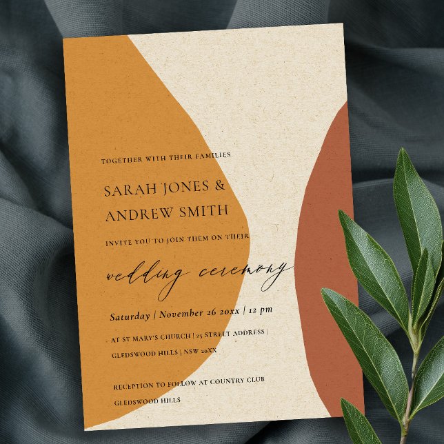 MODERN ABSTRACT YELLOW TERRACOTTA ARTISTIC WEDDING INVITATION (Creator Uploaded)