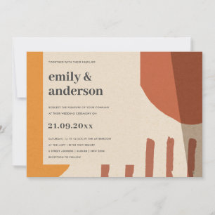 MODERN ABSTRACT YELLOW TERRACOTTA ARTISTIC WEDDING INVITATION