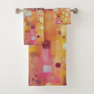 Modern Abstract Yellow Watercolor Art Bath Towel Set
