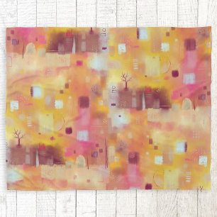 Modern Abstract Yellow Watercolor Art Fleece Blanket
