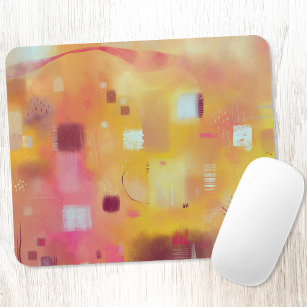 Modern Abstract Yellow Watercolor Art Mouse Mat