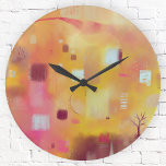 Modern Abstract Yellow Watercolor Round Clock<br><div class="desc">A contemporary modern abstract watercolor painting in warm colors. Yellow ochre,  pink,  orange and cream. Original art by Nic Squirrell.</div>